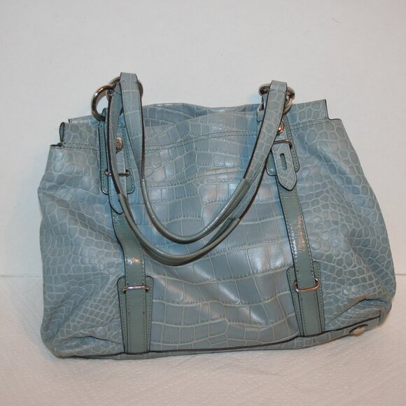 Coach Leather Light Green Satchel Croc Embossed Handbag 16157 - Picture 1 of 6